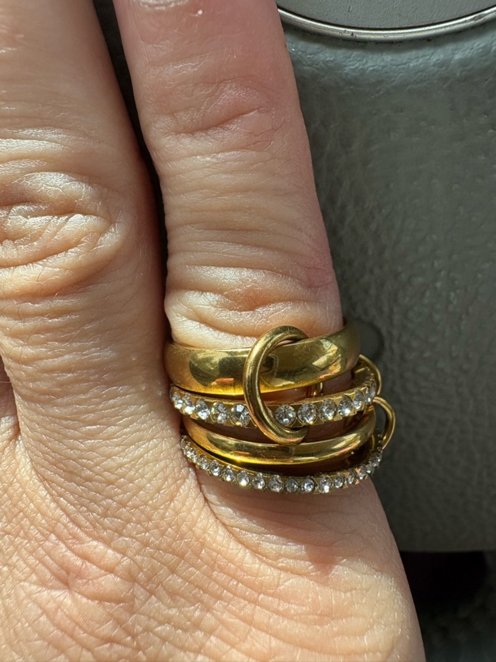 Gold-Tone Crystal Wrap Stacking Ring - Picture 4 of 5